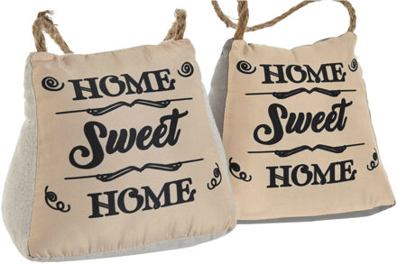 Deurstopper Lofty - 2x - 1 kilo - jute/grijs - polyester en zand - 17 x 15 cm - Home Sweet Home