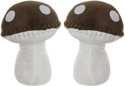 Deurstopper paddenstoel - 2x - bruin - kinderkamer - 17 x 17 x 23 cm - herfst