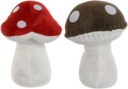 Deurstopper paddenstoel - bruin/rood - kinderkamer - 17 x 17 x 23 cm