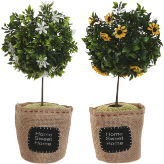 Deurstopper plant - 1 kilo - geel/wit - polyester - 18 x 18 x 26 cm