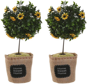 Deurstopper plant - 2x - 1 kilo - geel - polyester - 18 x 18 x 26 cm
