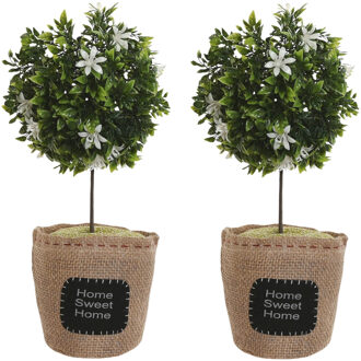 Deurstopper plant - 2x - 1 kilo - wit - polyester - 18 x 18 x 26 cm