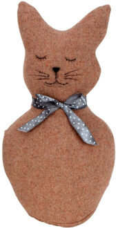 Deurstopper - poes/kat - bruin - 25 x 13 cm - dieren - kinderkamer - bescherming