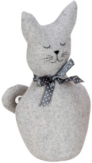 Deurstopper - poes/kat - grijs - 25 x 13 cm - dieren - kinderkamer - bescherming