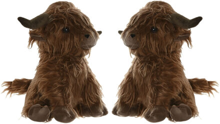 Deurstopper Schotse hooglander koe - 2x - 1,5 kilo - donkerbruin - 29 cm