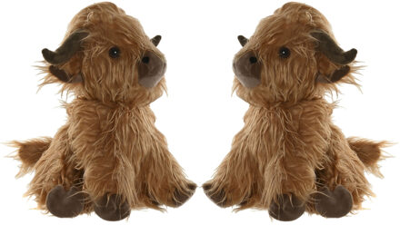 Deurstopper Schotse hooglander koe - 2x - 1,5 kilo - lichtbruin - 29 cm