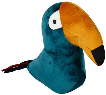 Deurstopper toekan - groen velvet - 22 cm - voor binnen