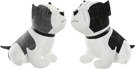 Deurstoppers Hond - zwart/grijs/wit - polyester - 29 x 18 x 26 cm