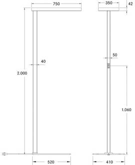 Devan LED kantoor vloerl. up/down dim 840 zilver mat, microprismatisch