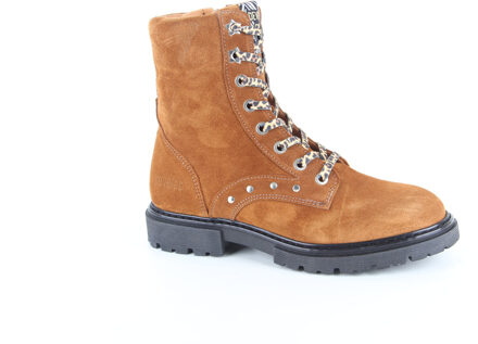 Develab Meisjes Bikerboot,met rits cognac suede - 37