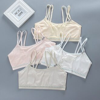 Developmental Zomer Netto Garen Dunne Gedeelte Ademend Dubbele Laag Katoen Anti-Bump Kleine Vest Meisje Beha 8-18 willekeurig 1 kleur