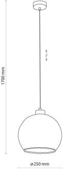 Devi hanglamp, transparant, 1-lamp, Ø 25cm zwart, goud, transparant
