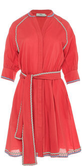 Devotion Zachte katoenen jurk met borduursels Amelia  rood - XS,S,