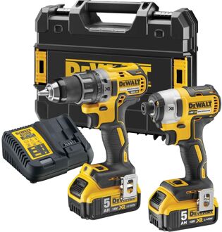 DeWalt DCK268P2T 18V Li-Ion accu boor-/schroefmachine (DCD791) & slagschroevendraaier (DCF887) combiset (2x 5,0Ah accu) in TSTAK - koolborstelloos