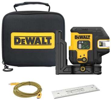 DeWalt DCLE14251GB-XJ Kruislijnlaser | + 5 Spot Groene laserstraal met USB-C laadpoort  - DCLE14251GB-XJ