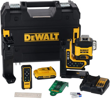DeWalt DCLE34035D1-QW Kruislijnlaser | 3x360° | Groene Straal | + afstandsbediening | 18 Volt | 2.0Ah Li-Ion + lader - DCLE34035D1-QW