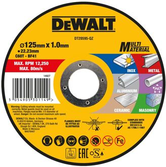 DeWalt Doorslijpschijf Dt20595-qz - Multi-materiaal - 125x1,0x22,23mm
