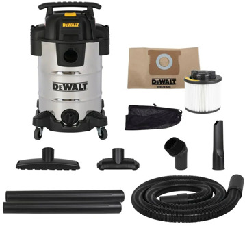 DeWalt DXV30SAPTA - Stainless Steel 30L Wet/Dry Vac | Nat- en Droogstofzuiger met PTA - DXV30SAPTA