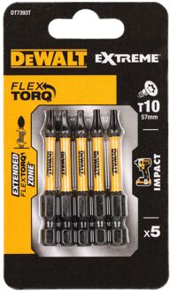 DeWalt Extreme Impact Torsion Schroefbits Dt7393t-qz 57mm T10 5 Stuks