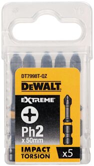 DeWalt Extreme Impact Torsion Schroefbits Dt7998t-qz 57mm Ph2 5 Stuks