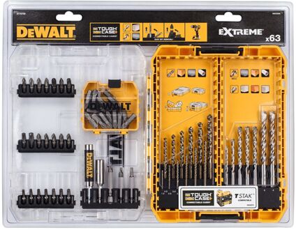 DeWalt Extreme Schroefbit- En Borenset Dt70759-qz Steen/metaal 63-delig