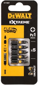 DeWalt Schroefbits - Extreme Impact Torsion - Pozidriv Pz1 - 25mm - 5 Stuks