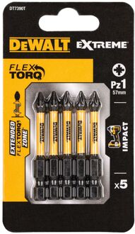 DeWalt Schroefbits - Extreme Impact Torsion - Pz1 Impact - 57mm - 5 Stuks
