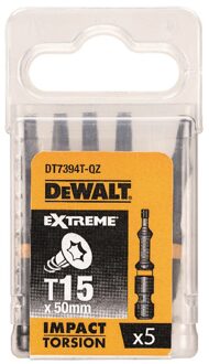 DeWalt Schroefbits - Extreme Impact Torsion - Torx T15 Impact - 57mm - 5 Stuks