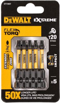 DeWalt Schroefbits - Extreme Impact Torsion - Torx T20 Impact - 57mm - 5 Stuks