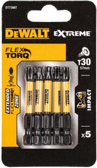 DeWalt Schroefbits - Impact Extreme Torsion - Torx T30 - 57mm - 5 Stuks