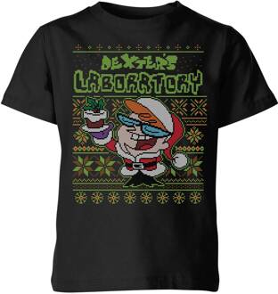 Dexter's Lab Pattern Kids' Christmas T-Shirt - Black - 110/116 (5-6 jaar) Zwart - S