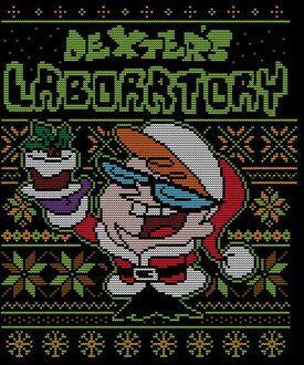 Dexter's Lab Pattern Men's Christmas T-Shirt - Black - M Zwart