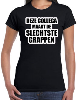 Deze collega maakt de slechtste grappen / collega cadeau t-shirt zwart voor dames XL