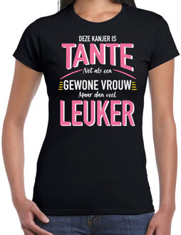 Deze kanjer is tante maar dan veel leuker cadeau t-shirt zwart voor dames - verjaardag kado shirt XS