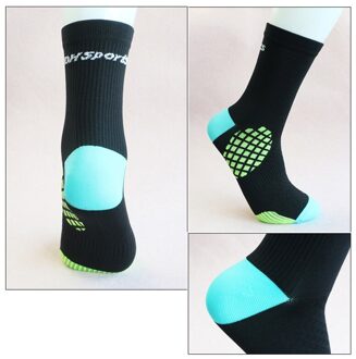 DH Sport Professionele Fietsen Sokken Mannen Vrouwen Anti-zweet Outdoor Sport Running Basketbal Sokken Fiets Mountainbike Sokken zwart groen
