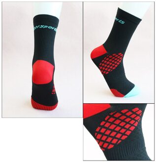 DH Sport Professionele Fietsen Sokken Mannen Vrouwen Anti-zweet Outdoor Sport Running Basketbal Sokken Fiets Mountainbike Sokken zwart rood