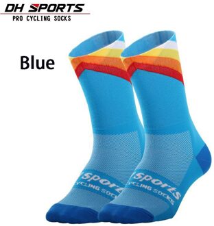 Dh Sport Professionele Fietsen Sokken Running Sok Atletische Kampioen Mens Crew Sprint Kousen Loafers Gestreepte Vrouwen Gewatteerde blauw