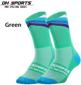 Dh Sport Professionele Fietsen Sokken Running Sok Atletische Kampioen Mens Crew Sprint Kousen Loafers Gestreepte Vrouwen Gewatteerde groen