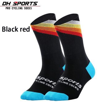Dh Sport Professionele Fietsen Sokken Running Sok Atletische Kampioen Mens Crew Sprint Kousen Loafers Gestreepte Vrouwen Gewatteerde zwart rood