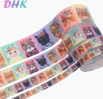 Dhk 4 Maten Opties 5Yards Kat Gedrukt Grosgrain Lint Accessoire Hairbow Hoofddeksels Decoratie Diy C1842 9mm