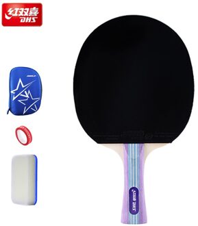 Dhs Tafeltennis Racket Horizontale Grip Blade Rubber Met Puistjes In En Puistjes Out Ping Pong Paddle Met Case een lang