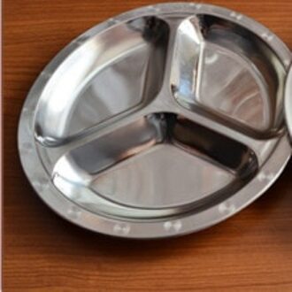 Dia 22/24/26Cm Rvs 3 Stukken Ronde Verdeeld Schotel Snack Diner Plaat 24cm