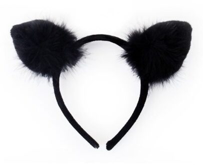 Diadeem met katten oortjes - zwart- meisjes/dames - Carnaval verkleed oren