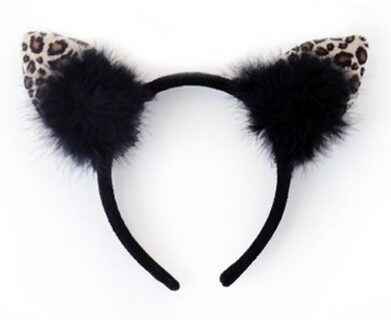 Diadeem met luipaard/katten oortjes - zwart- meisjes/dames - Carnaval verkleed oren Multi