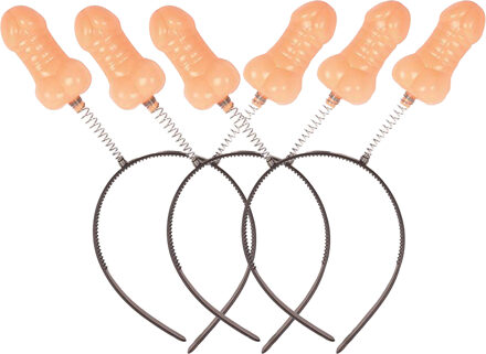 Diadeem/tiara met piemels - 10x - plastic - 15 x 25 cm - bewegende piemels