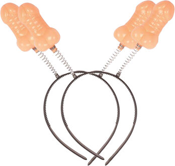 Diadeem/tiara met piemels - 2x - plastic - 15 x 25 cm - bewegende piemels