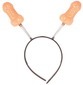 Diadeem/tiara met piemels - plastic - 15 x 25 cm - bewegende piemels Roze