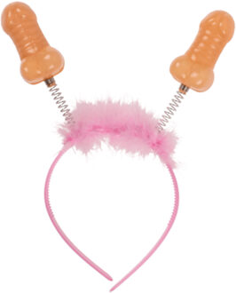 Diadeem/tiara met piemels - roze - kunststof - vrijgezellenfeest - Verkleedattributen