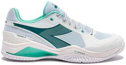 Diadora Blushield Torneo 3 Allcourt schoen Heren-wit, petrolblauw - 44