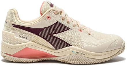 Diadora Blushield Torneo 3 Tennisschoenen Dames-wit,donkerrood - 37,38,38.5,40,40.5,41